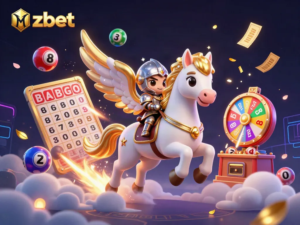 Experience thrilling gameplay at zbet with a vibrant celestial horse and knight amidst dynamic lottery elements.