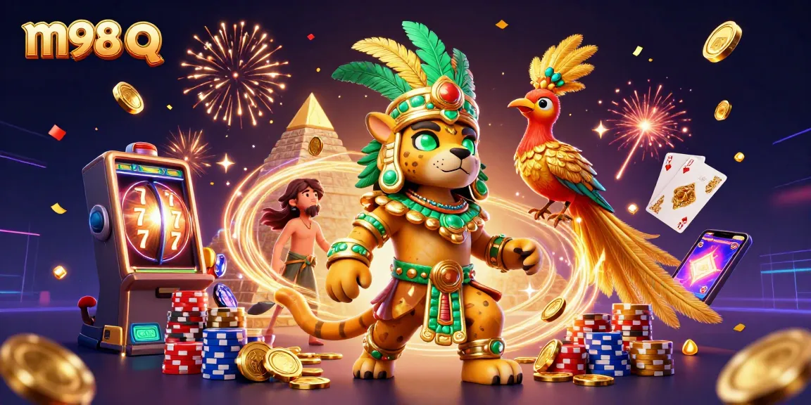 Experience thrilling gameplay with m98 q as cascading coins and vibrant slot reels capture excitement.