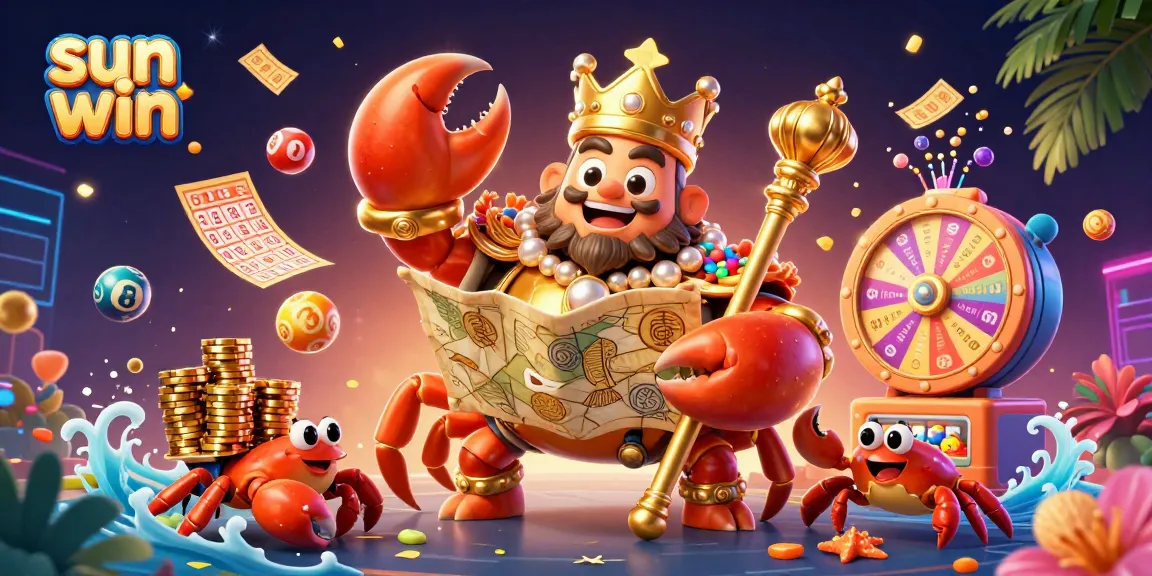 Experience the excitement of sun win with a dynamic casino-themed illustration filled with vibrant game elements.