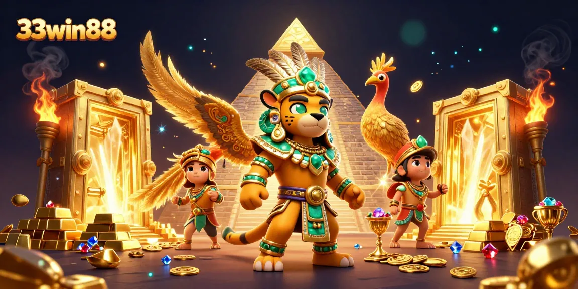Engage in thrilling wins with 33win88, capturing a vibrant online casino scene of wealth and excitement.